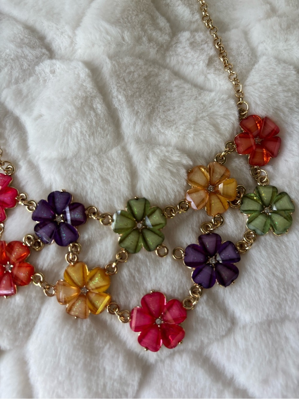 MIXIT Multicolor Floral Statement Necklace - Gold Chain - Picture 2 of 4